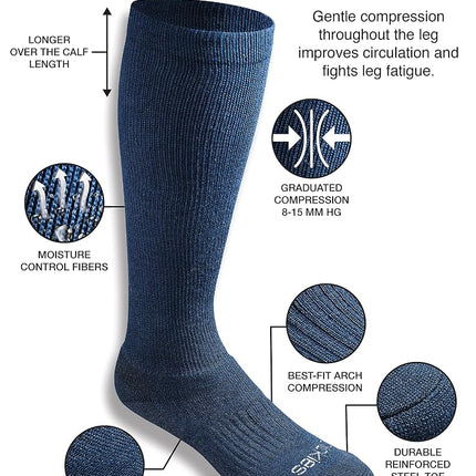Dickies Men's Light Compression Comfort Over-The-Calf Socks, Available in M-XXL (2, 4 Pairs), Navy (2 Pairs), Large