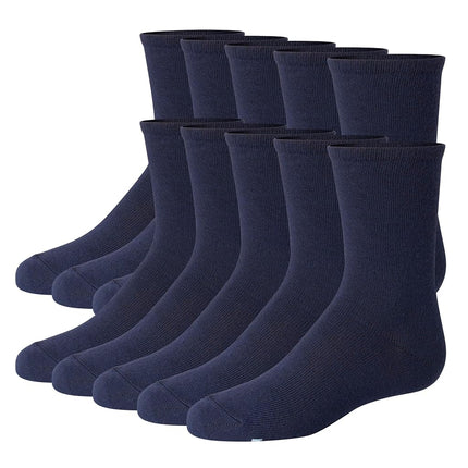 Hanes Girls' Uniform, Plain, Knit Crew Socks for School Or Play, 10-Pairs, Navy, 10.5-4