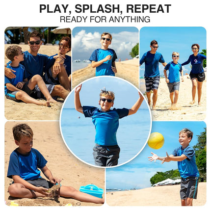 Kanu Surf Little Boys' Toddler Contrast Swim Shirt, Royal, 5T