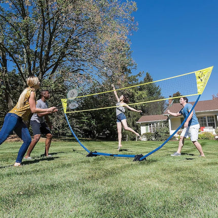 EastPoint Sports 15ft 4-Player Badminton Set with Net, Rackets, Shuttlecocks and Carry Caddy - Easy Setup Backyard Badminton Net