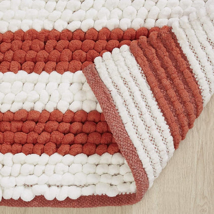 Refinery29 James Striped Noodle Cotton Chenille Bath Rug, 21" x 34", Orange