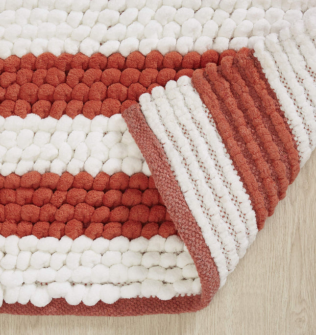 Refinery29 James Striped Noodle Cotton Chenille Bath Rug, 21" x 34", Orange