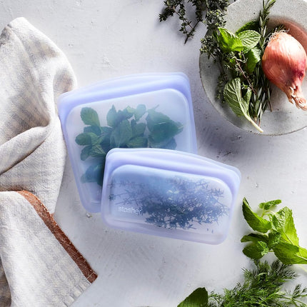 Stasher Reusable Silicone Storage Bag, Food Storage Container, Microwave and Dishwasher Safe, Leak-free, Bundle 4-Pack, Tie Dye