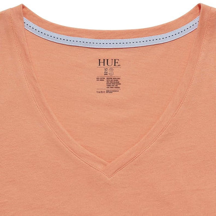 HUE womensShort Sleeve V-Neck Sleep Tee Short_Sleeve Pajama Tops - Orange - Large