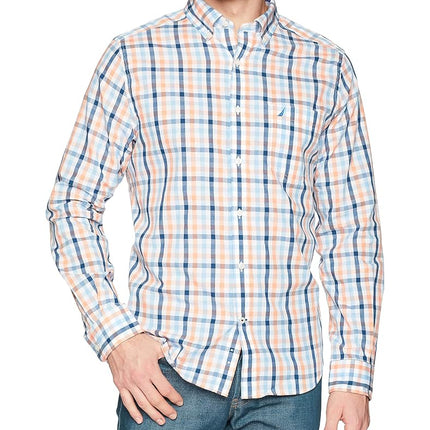 Nautica Men's Wrinkle Resistant Long Sleeve Button Front Shirt, Guava Punch, Large