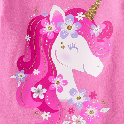 The Children's Place Baby and Toddler Girls' Animal Short Sleeve Graphic T-Shirts, Multipack, Unicorn/Giraffe/Bunny, 2T