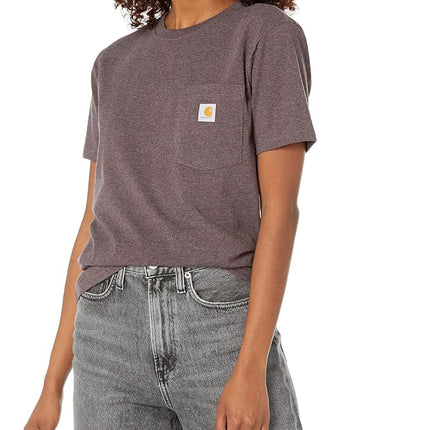 Carhartt Loose Fit Heavyweight Short Sleeve T-Shirt K87 Pocket Tops Women Purple S