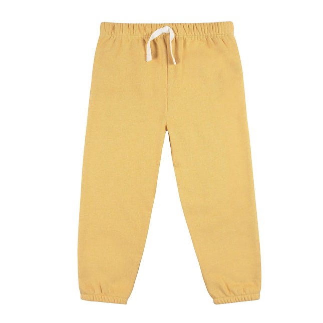Gerber Baby Girls' Toddler 2-piece Fleece Sweatshirt and Jogger Set, Yellow Solid, 12 Months