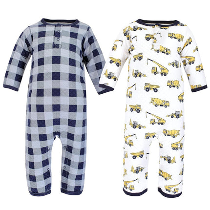 Hudson Baby Unisex Baby Premium Quilted Coveralls, Construction, 0-3 Months