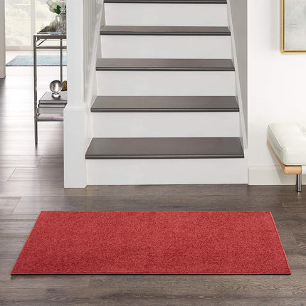 Nourison Essentials Tapis d'intérieur/extérieur rouge brique 0,6 m x 1,2 m, facile d'entretien, sans perte de poils, chambre à coucher, salon, salle à manger, jardin, terrasse, patio (0,6x1,2)