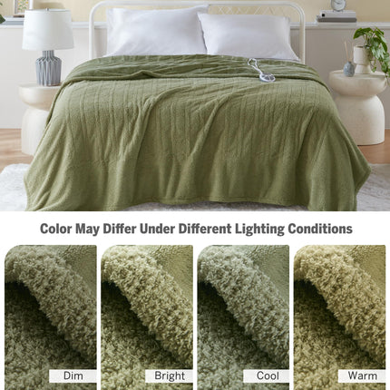 Serta Heated Blanket, Electric Twin Size, Soft, Warm, Fuzzy - Auto Shut Off Timer, 10 Lv Heat Setting, ETL Certified, 62" x 84" Sage