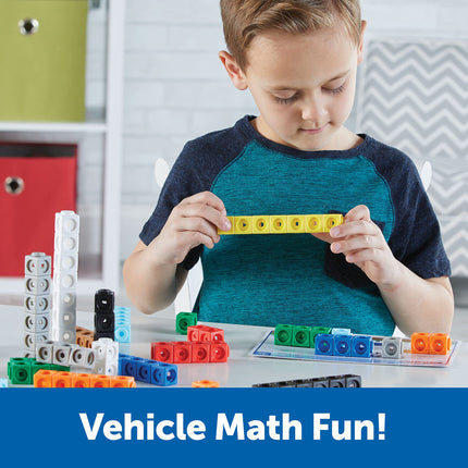 Learning Resources MathLink Cubes Juego de actividades de matemáticas para preescolares: ¡Matemóviles! 115 piezas, a partir de 5 años, actividades STEM para preescolares, juego de actividades y juegos de matemáticas para niños
