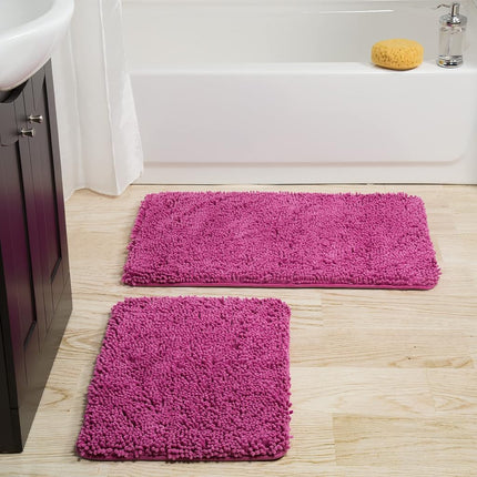 Bedford Home 2-Piece Memory Foam Shag Bath Mat, Pink
