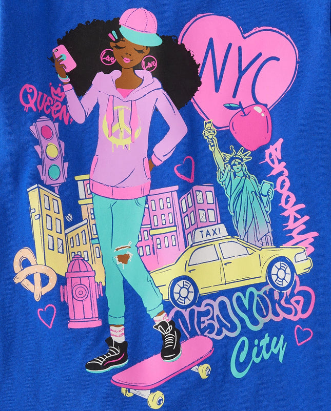 The Children's Place T-shirts graphiques quotidiens à manches courtes assortis, lots multiples, Paris/NYC/Fille Fleur, Grande taille