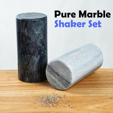 Fox Run White and Black Marble Salt and Pepper Shaker Set, Set of 2 (White/Black)