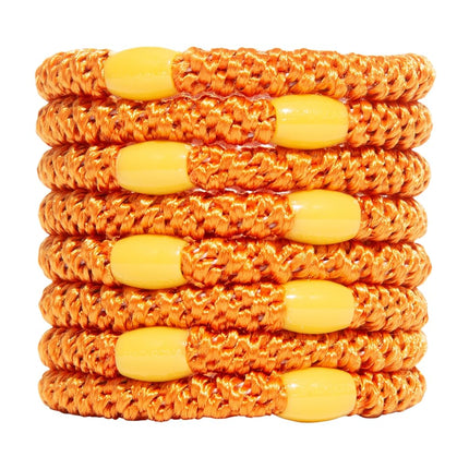 L. Erickson Hair Ties for Thick Hair, Grab & Go Ponytail Holders, 8 Pack, Orange, Thick No-Crease Bands with Strong Hold, Damage-Free Design, Bold Citrus Pop