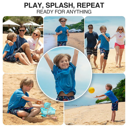 Kanu Surf Little Boys' Solid UV Rashguard Swim Tee, Royal, 5T
