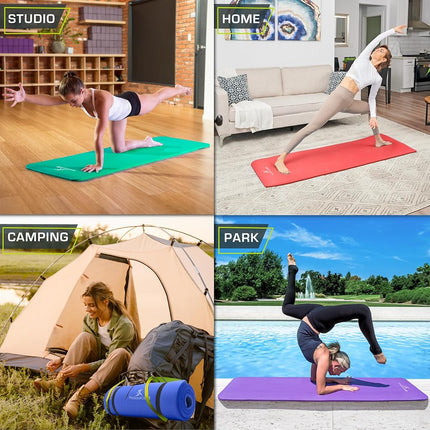 Prosource Premium 1/2-Inch Extra Thick 71-Inch Long High Density Exercise Yoga Mat with Comfort Foam and Carrying Straps, Blue