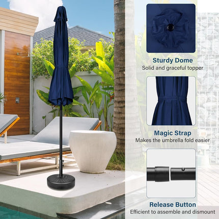 Simple Deluxe 7.5ft Patio Umbrella Outdoor Table Market Yard Umbrella with Push Button Tilt/Crank, 6 Sturdy Ribs for Garden, Deck, Backyard, Pool, Dark Blue