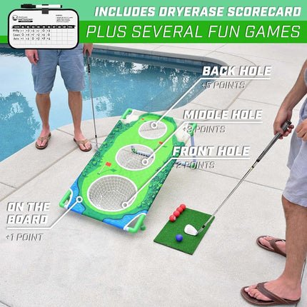 GoSports BattleChip Tour Backyard Golf Cornhole Game – Includes 2 Targets, 2 Chipping Mats, 16 Foam Golf Balls, Scorecard and Carry Case