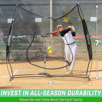 GoSports 7x7 ft Baseball & Softball Batting & Pitching Net with Strike Zone � Available in Team Colors - Black