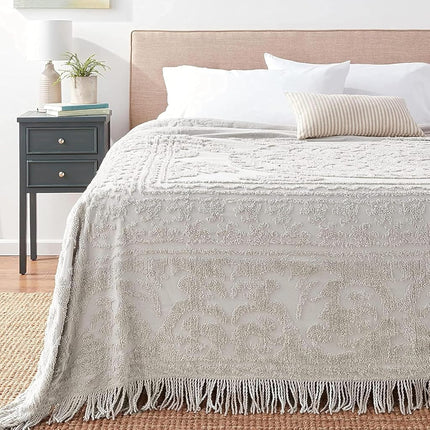 Beatrice Home Fashions Medallion Chenille Bedspread, Queen, Gray