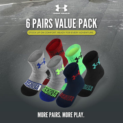 Under Armour Boys' Multi Pack Quarter Sock, Color Block, 12-24 Months
