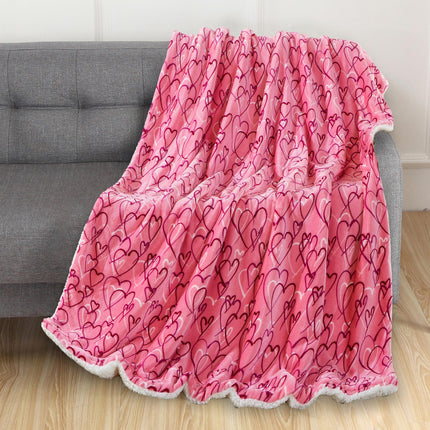 Elegant Comfort Valentines Day Sherpa Fleece Throw