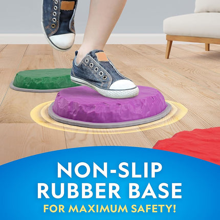 National Geographic Stepping Stones for Kids – Durable Non-Slip Balance Stones Encourage Toddler Gross Motor Skills, Indoor & Outdoor Toys, Obstacle Course (Set of 6)