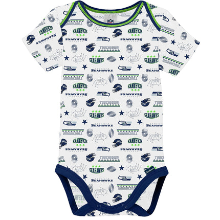 NFL Gerber Unisexo Bebé Estándar Paquete de 3 Bodys de Manga Corta, Color del Equipo, 18 Meses