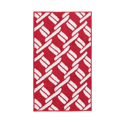 Nautica – Tufted Runner Rug | Baize Chain Design | Modern Home Décor | Non-Slip| Machine Washable | Carpet for Entryway & Hallway | Measures 26” x 45” | Red and White