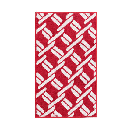 Nautica – Tufted Runner Rug | Baize Chain Design | Modern Home Décor | Non-Slip| Machine Washable | Carpet for Entryway & Hallway | Measures 26” x 45” | Red and White