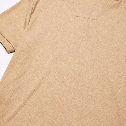 Nautica Men's Classic Fit Short Sleeve Solid Soft Cotton Polo Shirt, Coastal Camel Heather, 1X