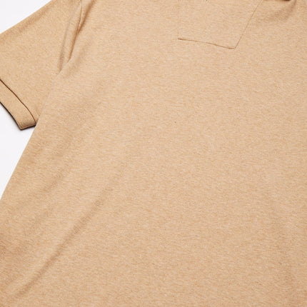 Nautica Men's Classic Fit Short Sleeve Solid Soft Cotton Polo Shirt, Coastal Camel Heather, 1X