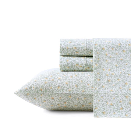 Tommy Bahama - King Sheets, Cotton Percale Bedding Set, Crisp & Cool, Stylish Home Decor (Crane Flower Green, King)