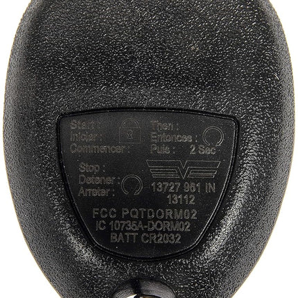 Dorman 13727 Keyless Entry Remote 6 Button Compatible with Select Chevrolet/GMC Models, Black