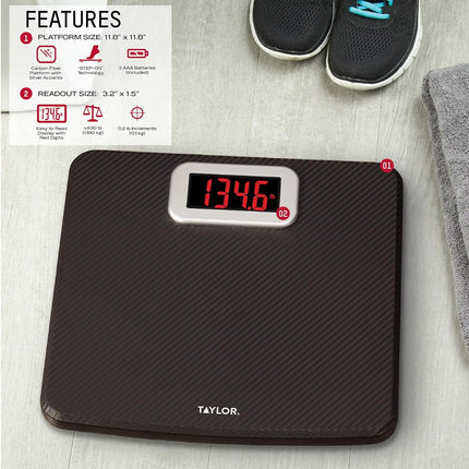 Taylor Precision Products Taylor Digital Bathroom Scale with Carbon Fiber Finish