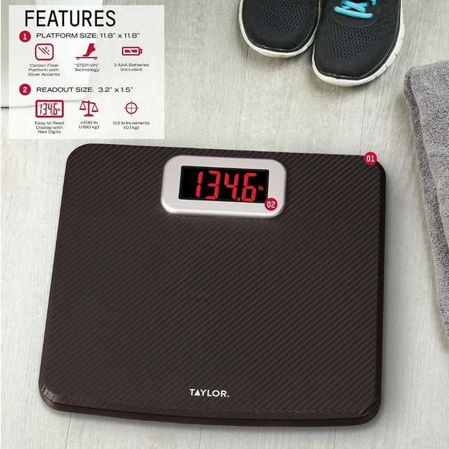 Taylor Precision Products Taylor Digital Bathroom Scale with Carbon Fiber Finish