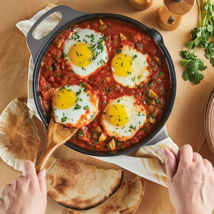 Poêle à frire/casserole en fonte Rachael Ray Nitro avec poignée d'appoint et becs verseurs, 25 cm, Gris