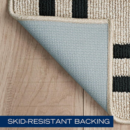 Nautica – Runner Rug | Indoor Runners for Hallways and Entry Rugs| Non-Slip and Non-Skid Entry and Kitchen Door Mat| Machine Washable Entryway Carpet Rugs | 2'2" x 5' | Double Border Natural Twist