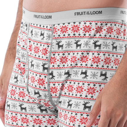 Fruit of the Loom mens Recycled Waffle Thermal Underwear Set (Top and Bottom), Fair Isle White, S