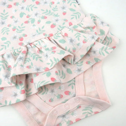 HonestBaby Multipack de conjuntos de mamelucos cortos y vestidos 100% algodón orgánico para bebés e infantes, niños, niñas, unisex, diseño de fresas, 6-9 meses