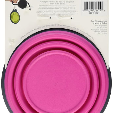 Dexas Popware for Pets Collapsible Travel Cup, Large, Gray/Pink
