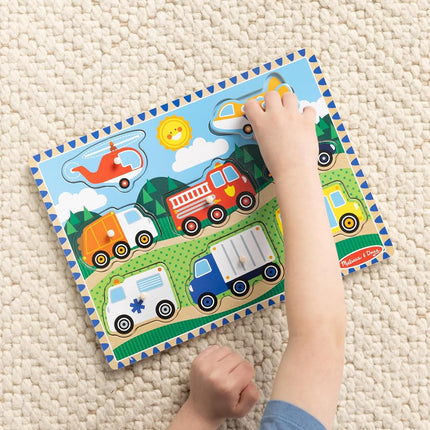 Melissa & Doug - 1874 - Jigsaw Puzzle - Installation - Vehicles, White.,OSFA
