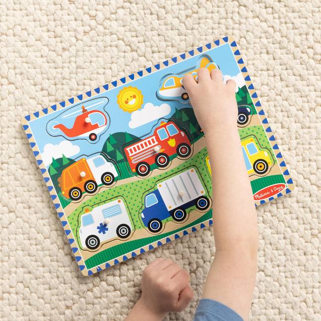 Melissa & Doug - 1874 - Jigsaw Puzzle - Installation - Vehicles, White.,OSFA