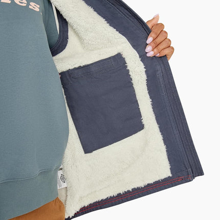 Chaleco Dickies de lona de pato con forro polar para mujer, gris, talla XXS