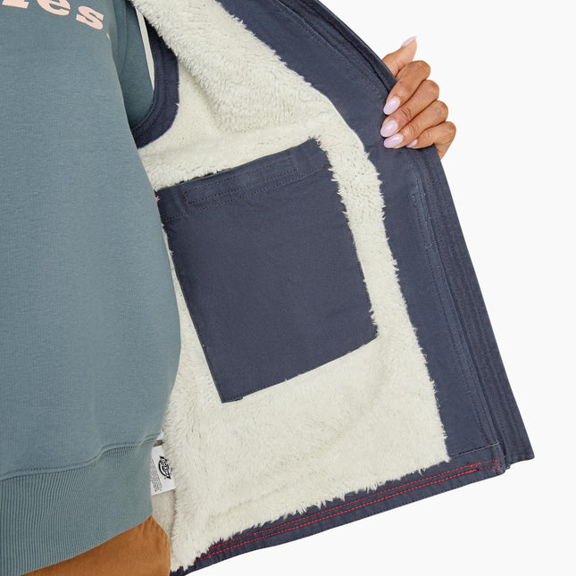 Dickies Womens Fleece Lined Duck Canvas Vest, Grey, 2X