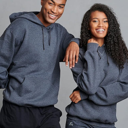 Russell Athletic Men's Dri-Power Fleece Hoodies, Moisture Wicking, Cotton Blend, Relaxed Fit, Sizes S-4x, Black Heather Pullover, S
