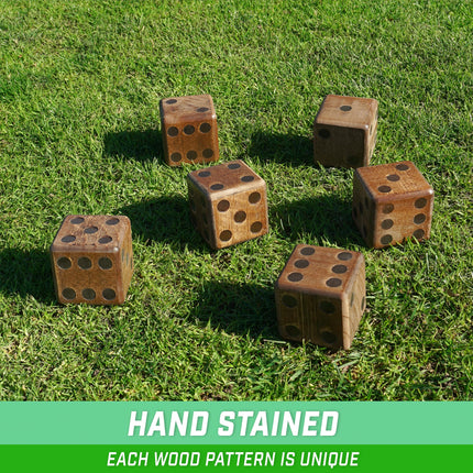 Jeu de dés géants en bois GoSports avec tableau de bord Rollzee et Farkle – Comprend 6 dés, un tableau de bord effaçable à sec et un sac de transport en toile – Choisissez des dés de 6,35 cm ou 8,89 cm