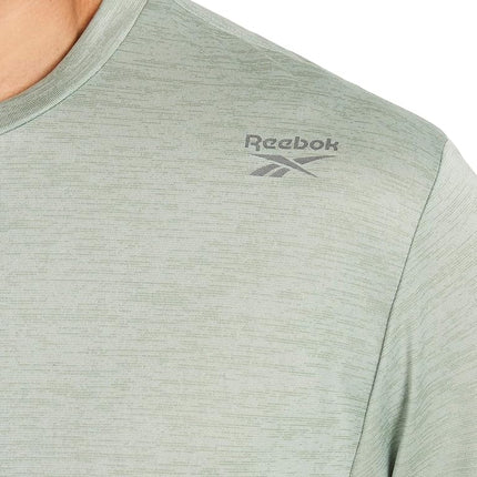Reebok Apparel Mens Dash Short Sleeve Crewneck T-Shirt, Standard Fit, Breathable Stretch Fabric, Iceberg Green Heather, Large
